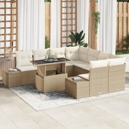 vidaXL Tuin Sofa Set 9 st Beige en Crème poly rattan