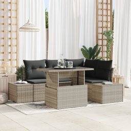 vidaXL Tuin Sofa Set 5 st Lichtgrijs poly rattan