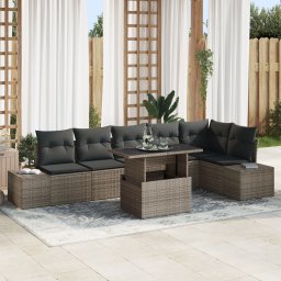 vidaXL Tuin Sofa Set 7 st Grijs poly rattan