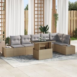 vidaXL Tuin Sofa Set 7 st Beige en Licht Grijs poly rattan