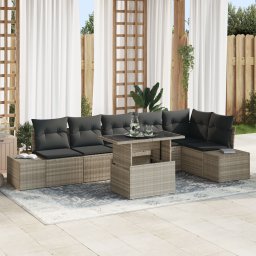 vidaXL Tuin Sofa Set 7 st Lichtgrijs poly rattan