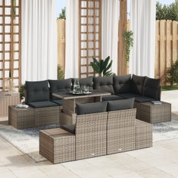 vidaXL Tuin Sofa Set 9 st Grijs poly rattan