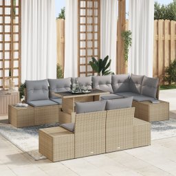 vidaXL Tuin Sofa Set 9 st Beige en Licht Grijs poly rattan