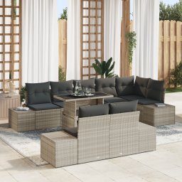 vidaXL Tuin Sofa Set 9 st Lichtgrijs poly rattan