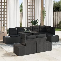 vidaXL Tuin Sofa Set 9 st Zwart poly rattan