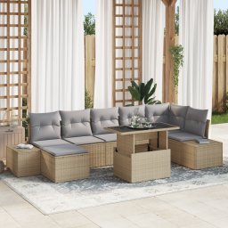 vidaXL Tuin Sofa Set 8 st Beige en Licht Grijs poly rattan