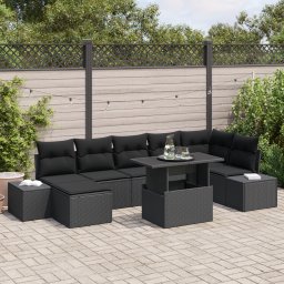 vidaXL Tuin Sofa Set 8 st Zwart poly rattan