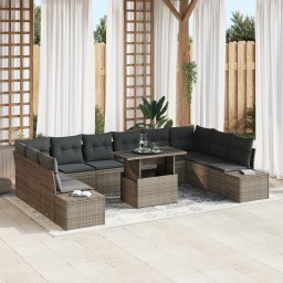 vidaXL Tuin Sofa Set 11 st Grijs poly rattan