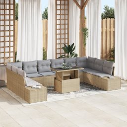 vidaXL Tuin Sofa Set 11 st Beige en Licht Grijs poly rattan