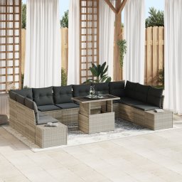 vidaXL Tuin Sofa Set 11 st Lichtgrijs poly rattan