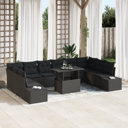 vidaXL Tuin Sofa Set 11 st Zwart poly rattan