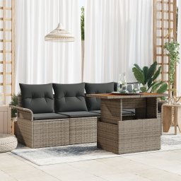 vidaXL Tuinbankenset 5 st Grijs poly rattan