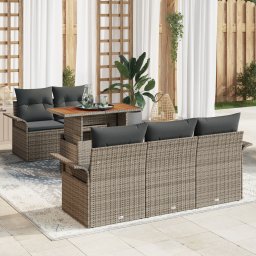 vidaXL Tuinbankenset 6 st Grijs poly rattan