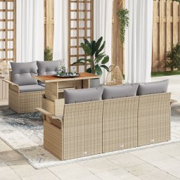 vidaXL Tuinbankenset 6 st Beige en Licht Grijs poly rattan