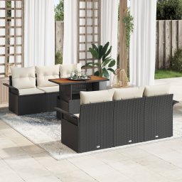 vidaXL Tuin Sofa Set 7 st Zwart en crème