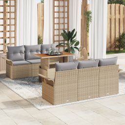 vidaXL Tuin Sofa Set 7 st beige en lichtgrijs