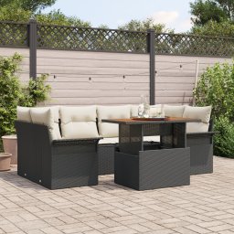 vidaXL Tuin Sofa Set 7 st Zwart en crème
