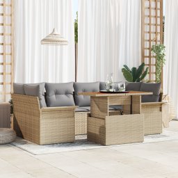 vidaXL Tuin Sofa Set 7 st beige en lichtgrijs