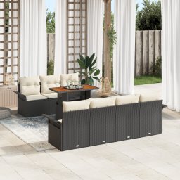 vidaXL Tuin Sofa Set 8 st Zwart en crème