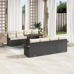 vidaXL Tuinbankenset 7 st Zwart en Crème poly rattan