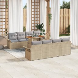 vidaXL Tuinbankenset 7 st Beige en Licht Grijs poly rattan