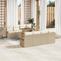 vidaXL Tuinbankenset 7 st Beige en Crème poly rattan