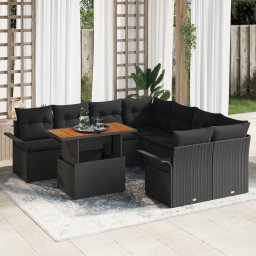 vidaXL Tuin Sofa Set met kussen Zwart
