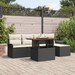 vidaXL Tuin Sofa Set 6 st Zwart en crème