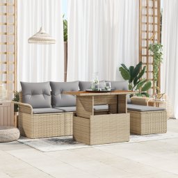 vidaXL Tuin Sofa Set 6 st beige en lichtgrijs