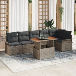 vidaXL Tuinbankenset 7 st Grijs poly rattan