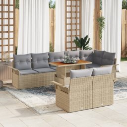 vidaXL Tuinbankenset 9 st Beige en Licht Grijs poly rattan