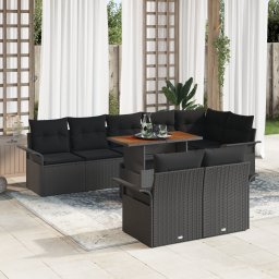 vidaXL Tuinbankenset 9 st Zwart poly rattan