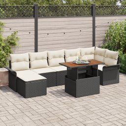vidaXL Tuinbankenset 8 st Zwart en Crème poly rattan
