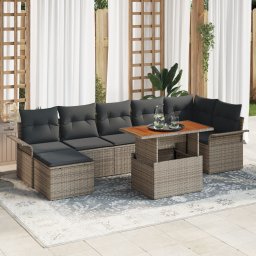 vidaXL Tuinbankenset 8 st Grijs poly rattan