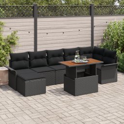 vidaXL Tuinbankenset 8 st Zwart poly rattan