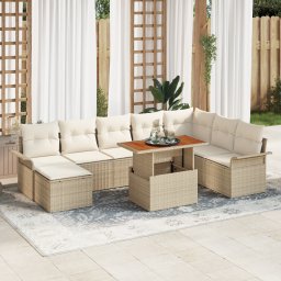 vidaXL Tuin Sofa Set 9 st beige en crèmekleurig