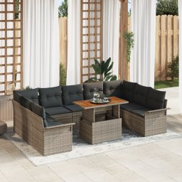 vidaXL Tuin Sofa Set 10 st Grijs Poly rattan en gepoedercoat staal