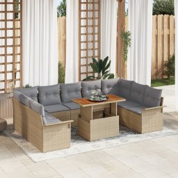 vidaXL Tuin Sofa Set 10 st beige en lichtgrijs