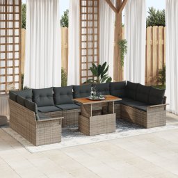 vidaXL Tuinbankenset 11 st Grijs poly rattan