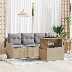 vidaXL Tuinbankenset 5 st Beige en Licht Grijs poly rattan