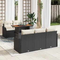 vidaXL Tuinbankenset 6 st Zwart en Crème poly rattan