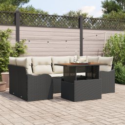 vidaXL Tuin Sofa Set 7 st Zwart en crème
