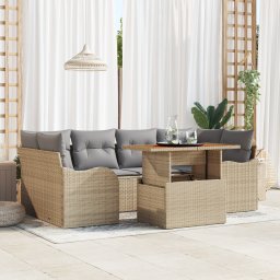 vidaXL Tuin Sofa Set 7 st beige en lichtgrijs