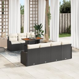 vidaXL Tuin Sofa Set 8 st Zwart en crème