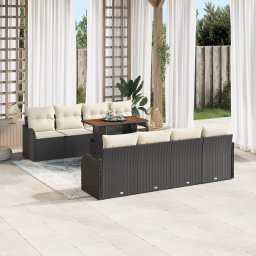 vidaXL Tuin Sofa Set 7 st Zwart en crème
