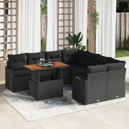 vidaXL Tuin Sofa Set 7 st 6-Aantal zitplaatsen Zwart
