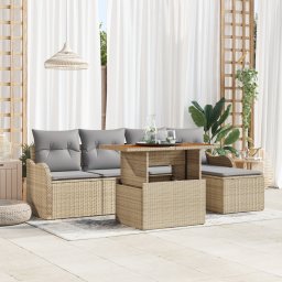 vidaXL Tuinbankenset 6 st Beige en Licht Grijs poly rattan