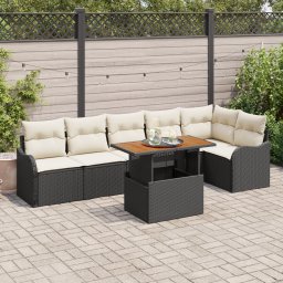 vidaXL Tuin Sofa Set 7 st 6-Aantal zitplaatsen Zwart en crème