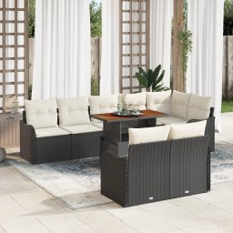 vidaXL Tuin Sofa Set 9 st 8-Aantal zitplaatsen Zwart en crème