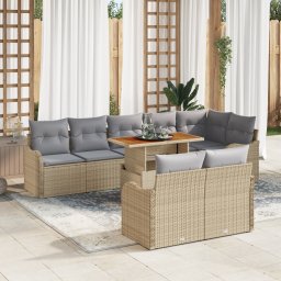 vidaXL Tuin Sofa Set 9 st 8-Aantal zitplaatsen beige en lichtgrijs